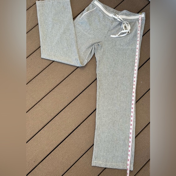 34*.CASLON Linen-Blend Drawstring Waist Stylish Pants White and Black Pinstripe - Picture 9 of 15